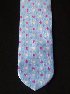 Dolcepunta SoftPoint Sky Blue Polka Dot Smooth Silk Tie, MI Italy