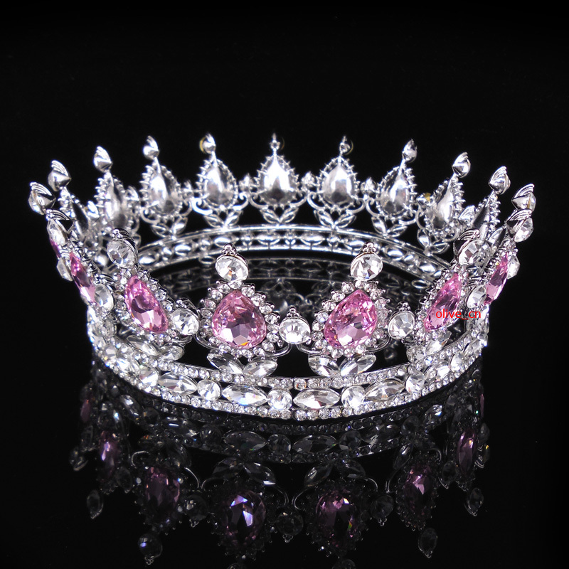 Corona Reina Oro Cristal Rosa Claro 5cm Alto Boda Baile de graduación Fiesta Princesa