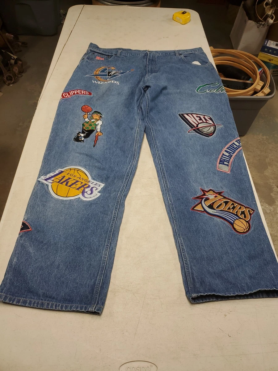 Vintage RARE Unk Denim NBA Jeans NBA 15 Team Logo Patches Men Size 42