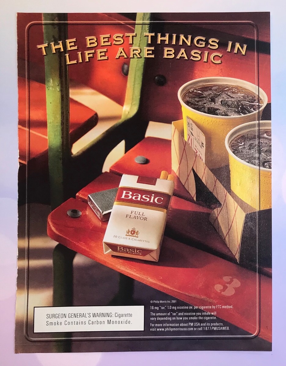 vintage 2000s magazine print ad BASIC Cigarettes tobacco mancave 