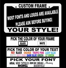 Custom Font Text Color Logo ... You Design It... Customized License Plate Frame