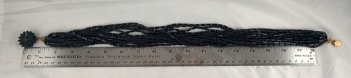 1960's 15 Strand Black Tube Beads with Fancy Clasp 20" Classic Style! - Picture 7 of 7