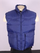 1970s Vintage SKI DADDLE Medium Down Fill Puffer Outdoors Vest -Blue