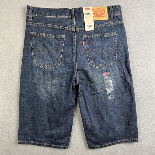 Levi's Shorts Donna 20 Blue Jean Denim Jorts 505 Regolar 30 W Skater Nuovi con etichette - Foto 8 di 13
