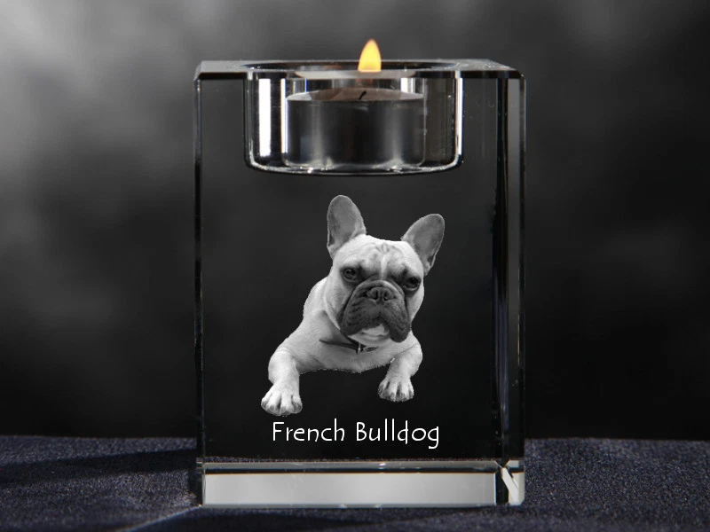 Französische Bulldogge, Kristall-Kerzenleuchter mit Hund, Crystal Animals AT