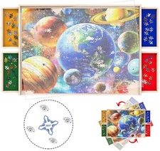 1000Pcs Wooden Rotating Jigsaw Puzzle Board Table With Drawers & Cover,30''x22''
