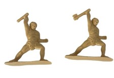 2 Cavemen Tan Plastic Vintage Figures Toys