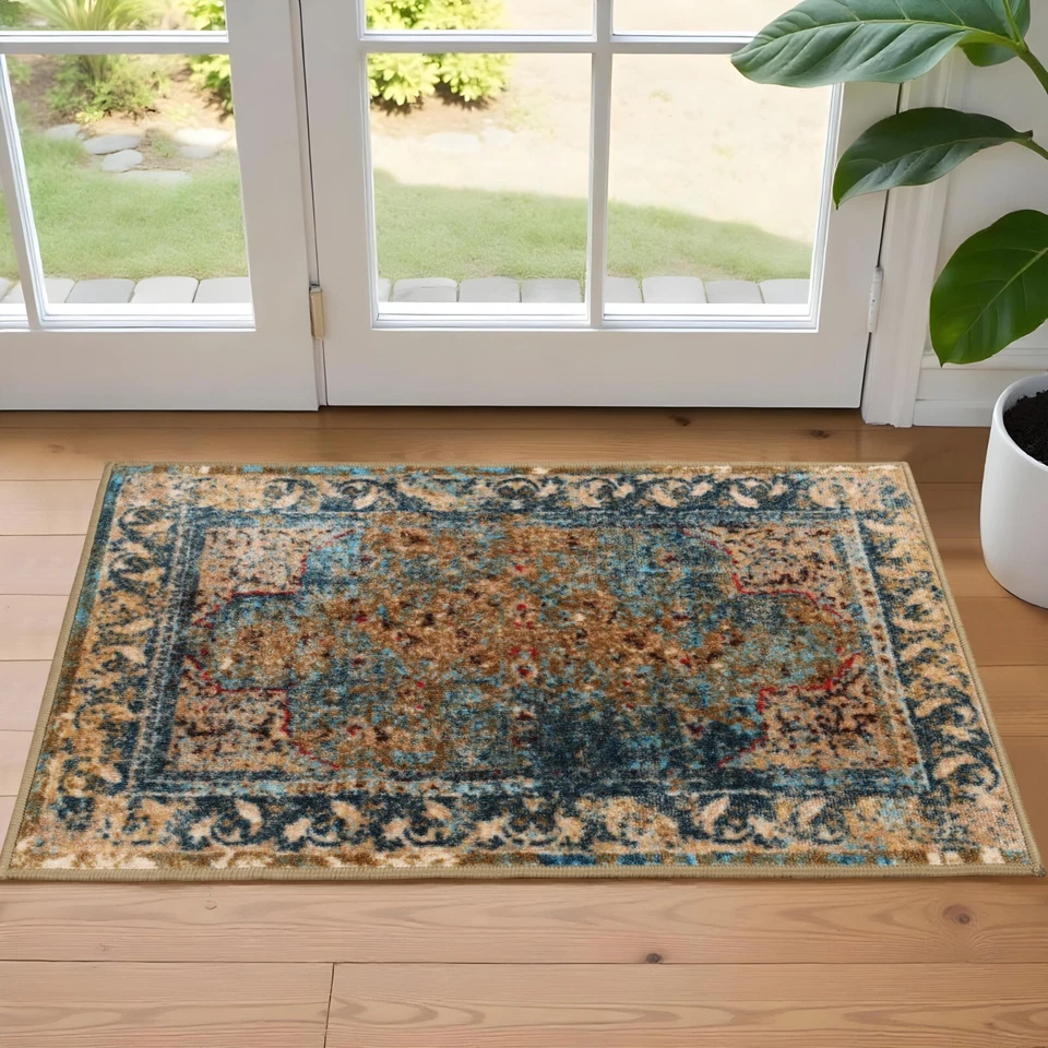 Designer Angeles Traditional Washable Large Area Rugs Or Runner Rug Or Door Mat - Image 2 of 4