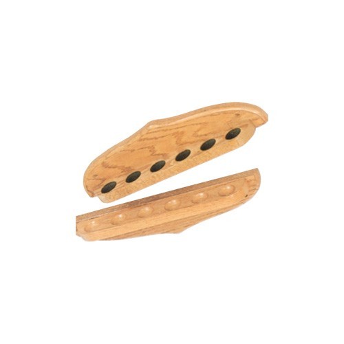Porte-queue billard mural 6 trous chêne support bois pour canne