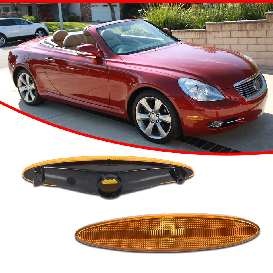 Juego de luces de señalización laterales de parachoques trasero ámbar lente reflector para Lexus SC430 2002-2010 Foto 2 de 4