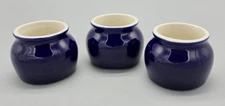 3 Vintage 1950s cobalt blue HALL BEAN POTS / CUSTARD JARS #461, great shape