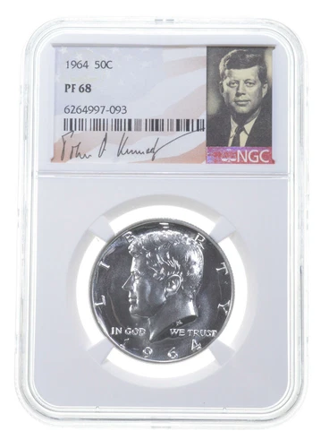 PF68 1964 Proof Kennedy Half Dollar NGC Graded - White Coin Spot Free PR
