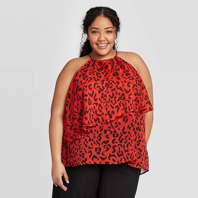 red halter top plus size
