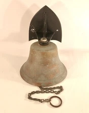Vintage Wall Mount Brass Outdoor Dinner Bell W/ Aluminum Mounting Plate Nice