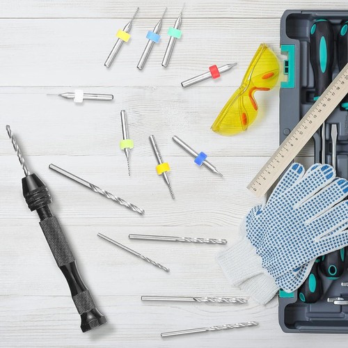 59Pcs Mini Micro Hand Twist Drill Bits Set Rotary Precision Pin Vise Tools Kit - Picture 8 of 21
