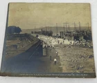 ANTIQUE 1913 PANAMA CANAL R.R. DOCKS CRISTOBAL GENERAL VIEW OF PIER B&W PHOTO