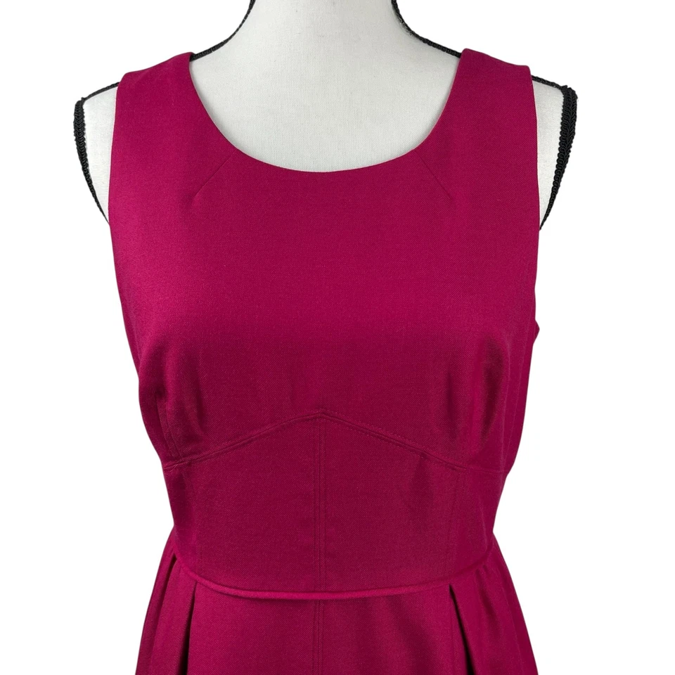 J Crew Women's Sheath Dress Size 8 Raspberry Pink Wool Blend Sleeveless Career - image 2 of 4