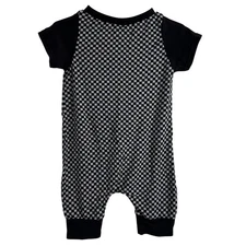 Trendy Bubs Black & Gray Checkered Shortall Romper Size 12-18 Months