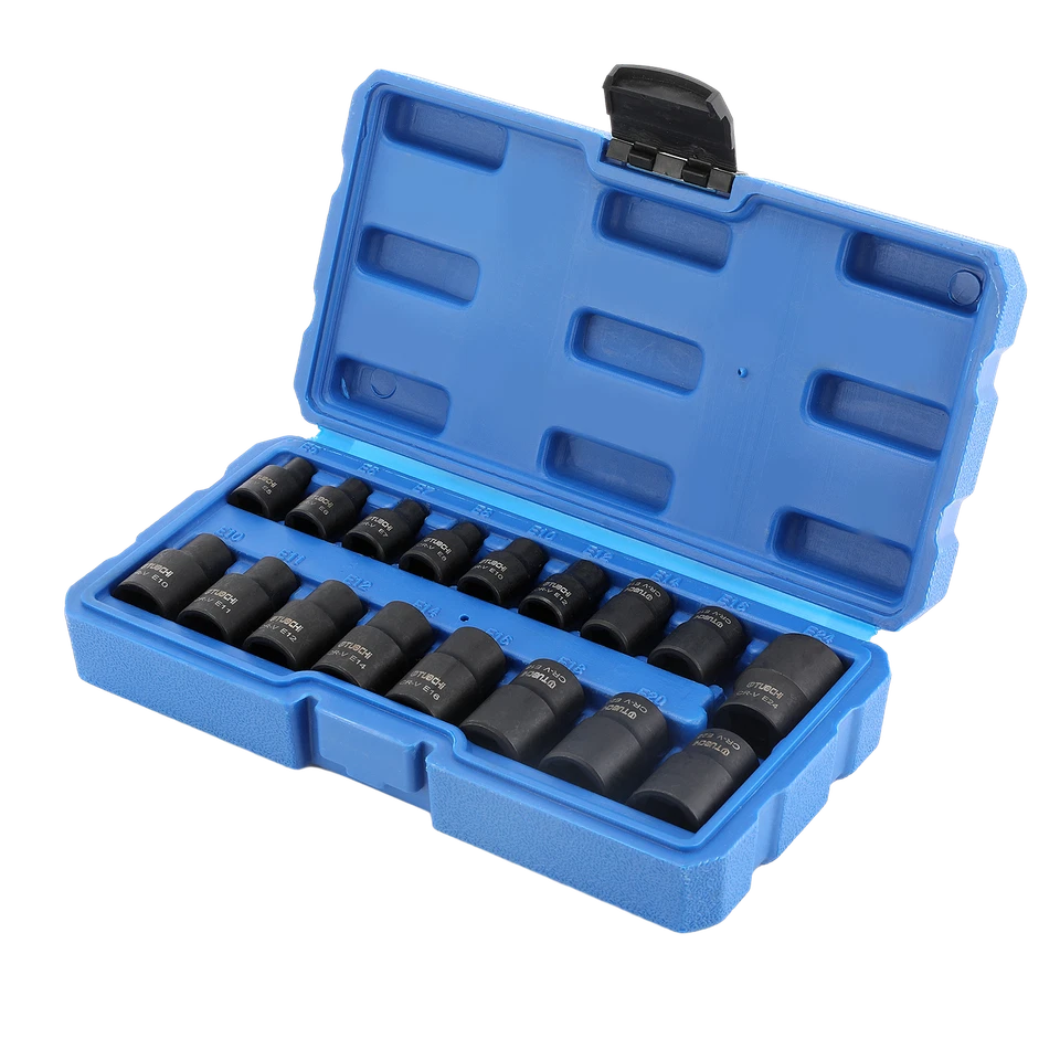 Female Impacted E Torx Star Sockets E5 - E24 3/8" and 1/2" Drive 17pc Set NEW - Image 4 of 4