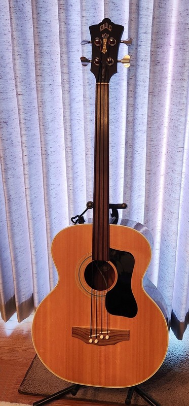 Guild B-50E Acoustic Elect Fretless Bass Guitar  - 1981 US Made in Westerly RI