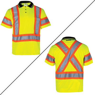 Two Tone X on Back Class 3 type R Safety Quick-Dry Polo Shirts JORESTECH