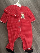 pajamas 6 Months New Little Me First Christmas Red Fleece sleeper Holiday Bear