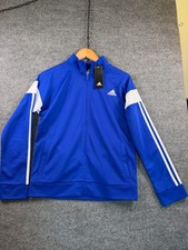 Adidas Boys Zip Front Iconic Tricot Jacket Size Large 14/16 Youth 3 Stripes Blue