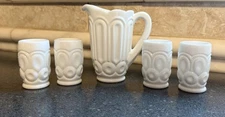 Weishar MINI Water Set Moon and Star MILK Glass WHITE - Pitcher & Glasses