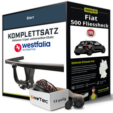 Für FIAT 500 Fliessheck Typ 312 Anhängerkupplung starr +eSatz 13pol uni. 15- AHK