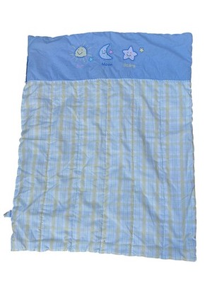 Vtg Just Born Celestial Baby Crib Quilt Sun Moon Stars Yellow Blue Tummy Time