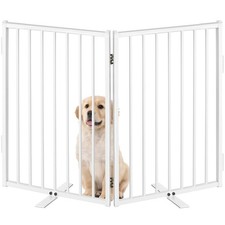Metal Freestanding Dog Gates with Door for Outdoor Indoor,40'' Extra Wide 24''
