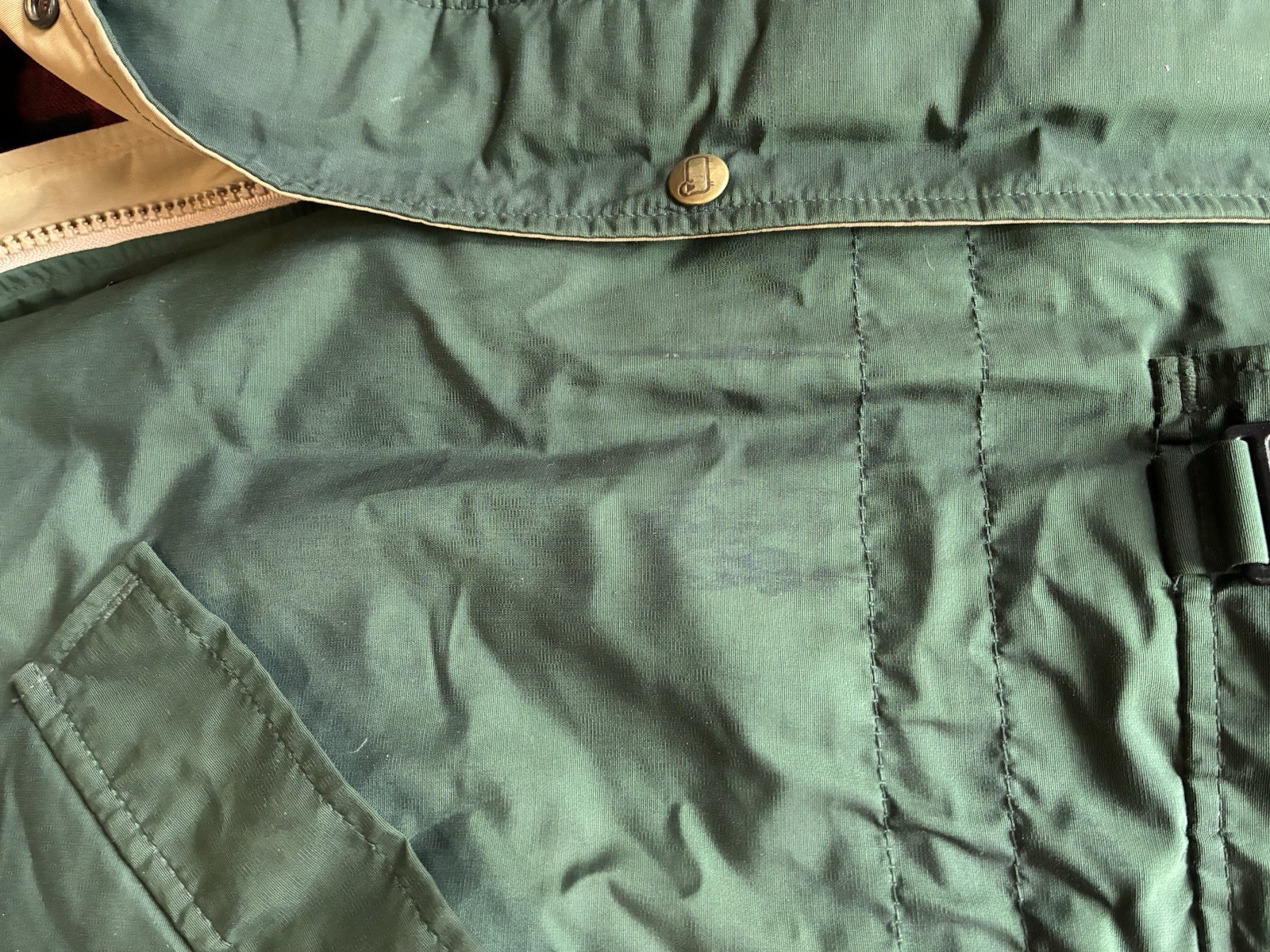 Vintage 80s Woolrich Men's Long Green Puffer Coat Medium Flannel Lined USA Warm image 7