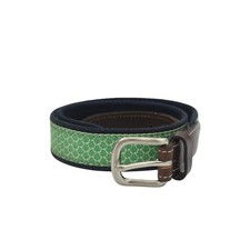 Vineyard Vines Shamrock Silk Canvas Club Belt Boys 26 Solid Brass Buckle