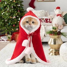Cat Christmas Costume Santa Cosplay Funny Transformed Dog Pet Xmas Cape Winter