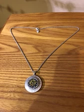 Sweet Romance Silver Pendant Locket Necklace With Green Stones