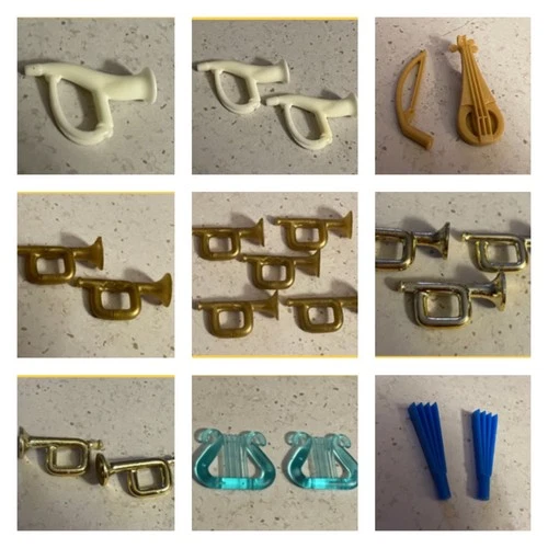 Playmobil Instruments Bugles White Horn Harp Lute Clown Fan Megaphones Vintage