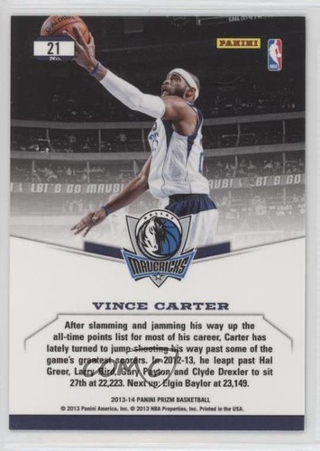 Panini Prizm Dominance Vince Carter #21 2013-14 Salón de la fama - Imagen 2 de 4