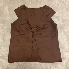 Brown V-Neck Bow Tie Tank 