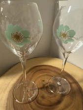 Pair of Perrier Jouet Fernando Laposse Green Hummingbird Champagne Glasses