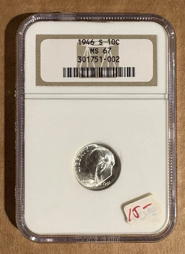 1946-S ROOSEVELT DIME NGC MS67