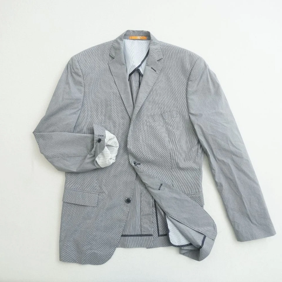 Blazer para hombre Bianco Brioni Firenze gris azul cuadros italiano talla 42L ribete EE. UU. Foto 2 de 4