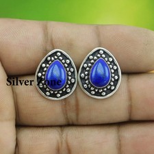 Lapis Lazuli Gemstone 925 sterling silver handmade jewelry Stud Earrings