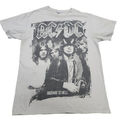 Delta Shirt Mens Medium White AC/DC Highway To Hell Graphic Tee Rock Band Music