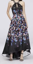NWT - Morgan  Co Black Formal Dress w/ Pink Flowers  Pockets. Sz 5
