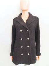 NWT CHANEL 23S Black Tweed Long Blazer Size F 34/US 2