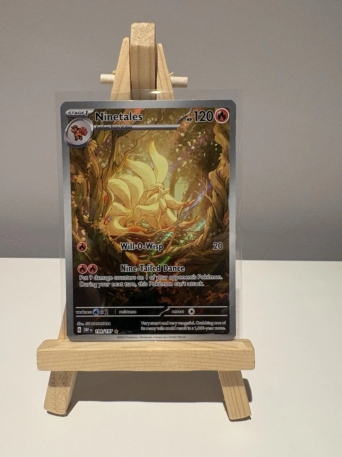 Pokémon TCG Card Ninetales 199/197 Obsidian Flames Illustration Rare - NM