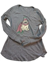 Old Navy Holiday Winter Pug Graphic Thermal Top - Size Large- Slim Fit