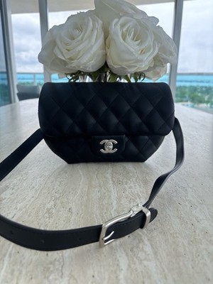 Chanel Uniform Black Flap Calfskin Bum Belt Crossbody Shoulder Bag