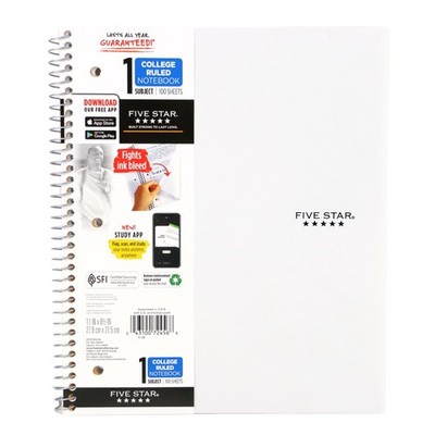 Five Star 1-Subject Spiral Notebook [College Ruled]: 8-1/2 in. x 11 in. (White)