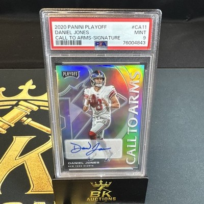 2020 Panini Playoff Daniel Jones Call To Arms Auto 8/10 PSA 9 Jersey Number